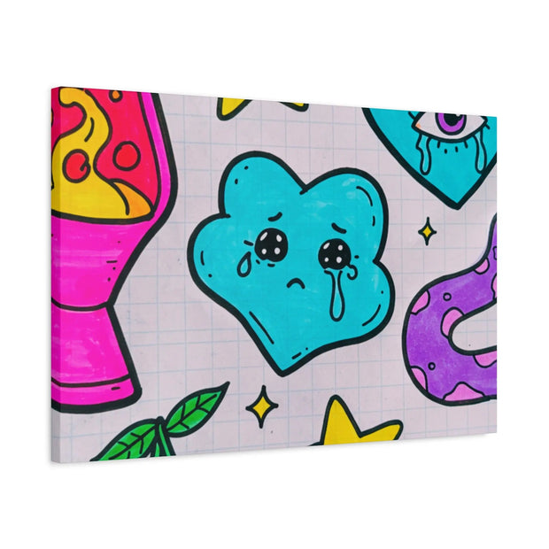 Kawaii Lava Lamp Sad Cloud Snake Matte Canvas Print LavenderCeleste