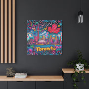 Toronto Pop Art Skyline Matte Canvas Wall Art LavenderCeleste