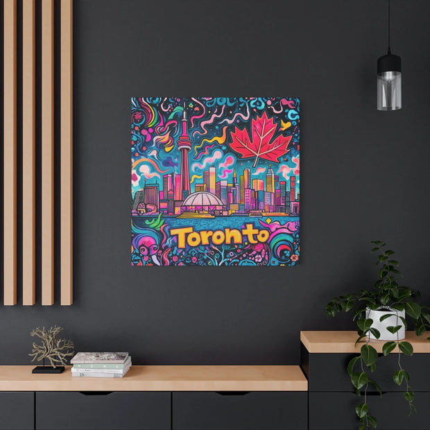Toronto Pop Art Skyline Matte Canvas Wall Art LavenderCeleste