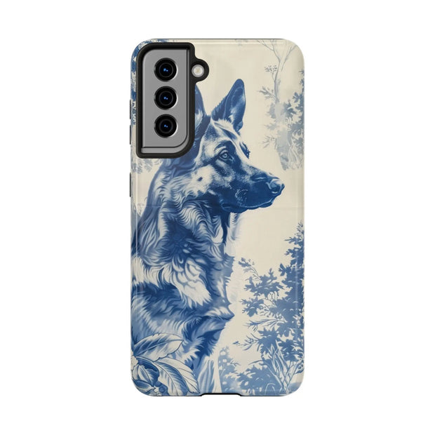 Blue Toile German Shepherd Scenic Tough Phone Case LavenderCeleste