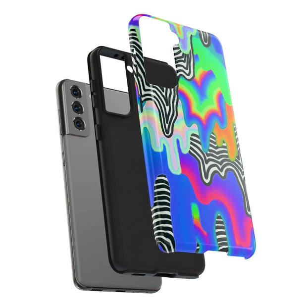 Trippy Technicolor Drip Retro Tough Phone Case LavenderCeleste