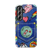 Retro Kidcore Denim Patch Tough Phone Case LavenderCeleste