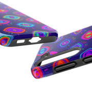 Trippy Neon Evil Eye Protective Tough Phone Case LavenderCeleste