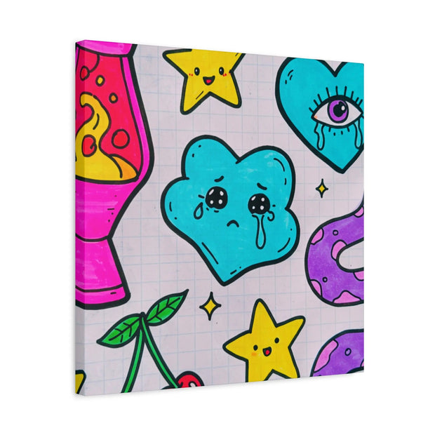 Kawaii Lava Lamp Sad Cloud Snake Matte Canvas Print LavenderCeleste