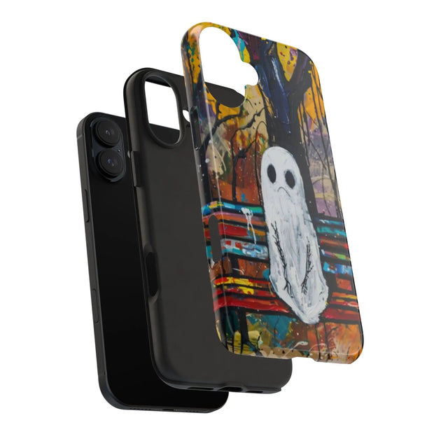Sad Ghost on Park Bench Abstract Art Phone Case LavenderCeleste