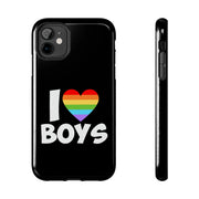 I Love Boys Pride Tough Phone Case – LGBTQ+ Rainbow Heart Design