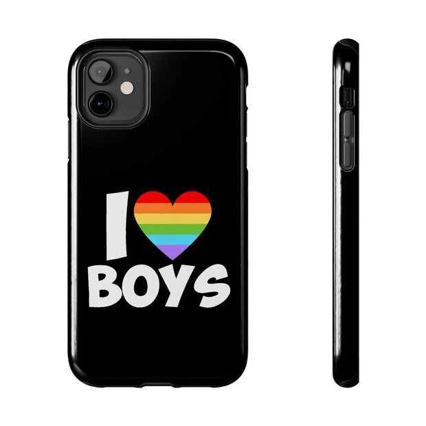 I Love Boys Pride Tough Phone Case – LGBTQ+ Rainbow Heart Design