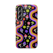 Groovy Mushroom Rainbow Tough Phone Case LavenderCeleste