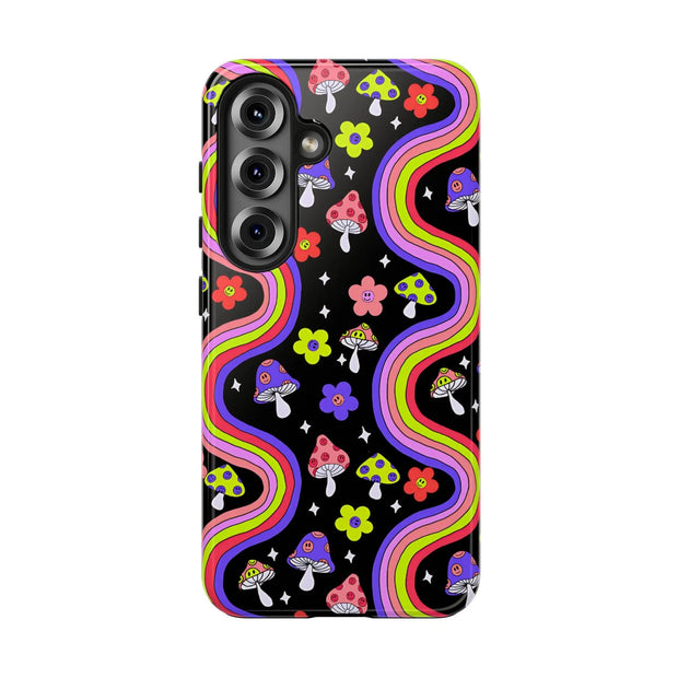 Groovy Mushroom Rainbow Tough Phone Case LavenderCeleste