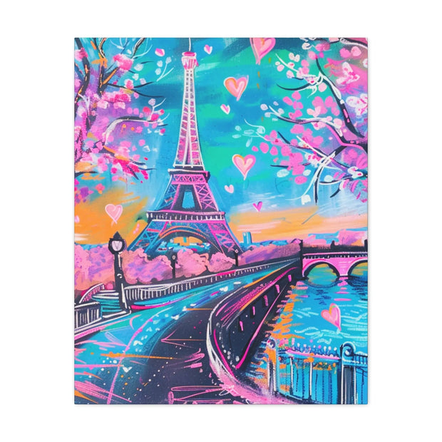 Pink Paris Eiffel Tower Dreamy Matte Canvas Art LavenderCeleste