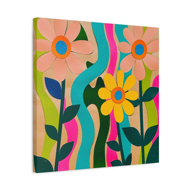 Groovy Paper Cut Flower Matte Canvas Art LavenderCeleste