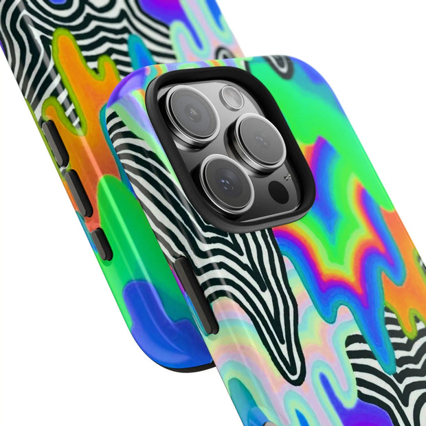 Trippy Technicolor Drip Retro Tough Phone Case LavenderCeleste