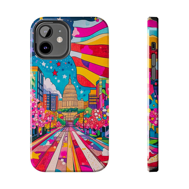 Washington DC Psychedelic Capitol Rainbow Tough Phone Case LavenderCeleste