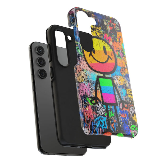 Rainbow Graffiti Smiley Tough Phone Case LavenderCeleste