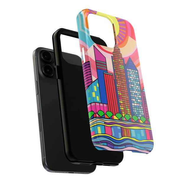 Tulsa Oklahoma Retro Pop Skyline Tough Phone Case LavenderCeleste