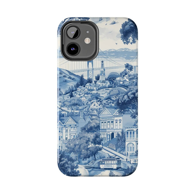 San Francisco Toile de Jouy Scenic Tough Phone Case LavenderCeleste