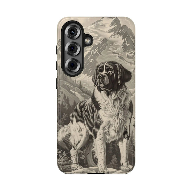 Saint Bernard Toile de Jouy Vintage Tough Phone Case LavenderCeleste