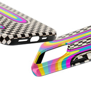 Trippy Rainbow Drip Checkered Tough Phone Case Printify