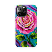 Vibrant Pink Rose Abstract Tough Phone Case LavenderCeleste