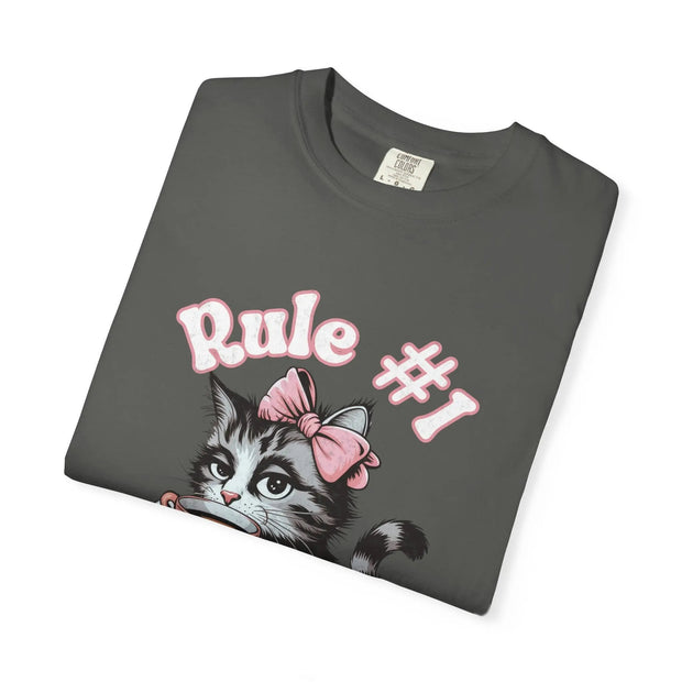 Rule #1 Fuck What They Think Sassy Cat Graphic Tee LavenderCeleste
