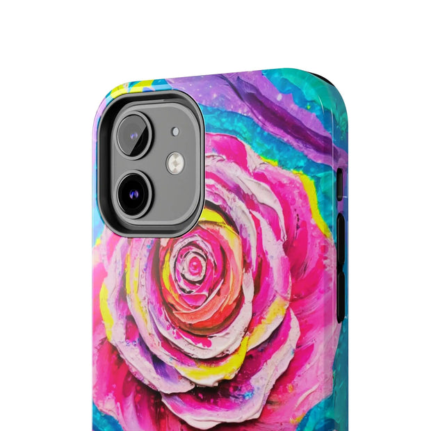 Vibrant Pink Rose Abstract Tough Phone Case LavenderCeleste