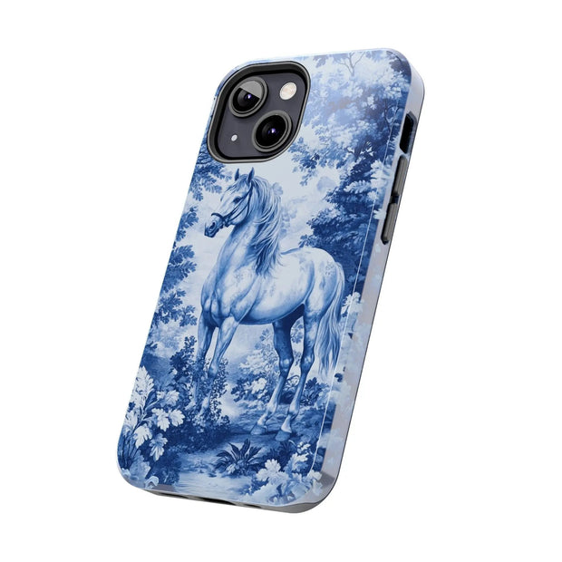 Blue Toile Horse Country Scenic Tough Phone Case LavenderCeleste