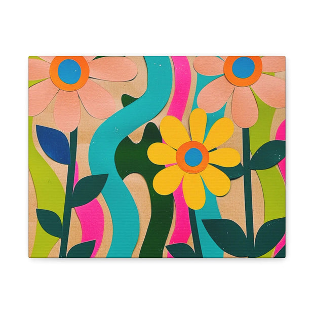 Groovy Paper Cut Flower Matte Canvas Art Printify