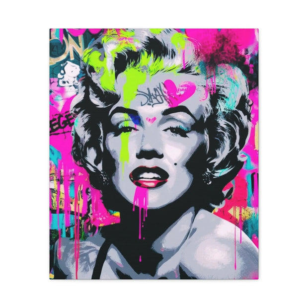 Marilyn Monroe Graffiti Matte Canvas – Neon Pop Art Street Style Wall Decor - LavenderCeleste