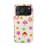 Retro Mushroom Flower Power Tough Phone Case LavenderCeleste