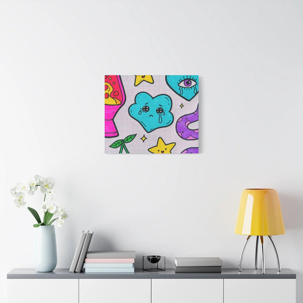 Kawaii Lava Lamp Sad Cloud Snake Matte Canvas Print LavenderCeleste