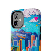 Los Angeles Hollywood Skyline Tough Phone Case – Vibrant Pop Art City Design - LavenderCeleste
