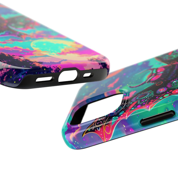 Mothman Tough Phone Case – Psychedelic Neon Cryptid Aesthetic - LavenderCeleste