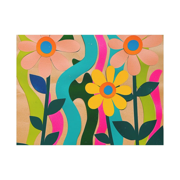 Groovy Paper Cut Flower Matte Canvas Art Printify
