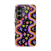Groovy Mushroom Rainbow Tough Phone Case LavenderCeleste