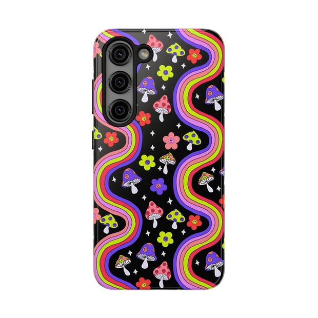 Groovy Mushroom Rainbow Tough Phone Case LavenderCeleste