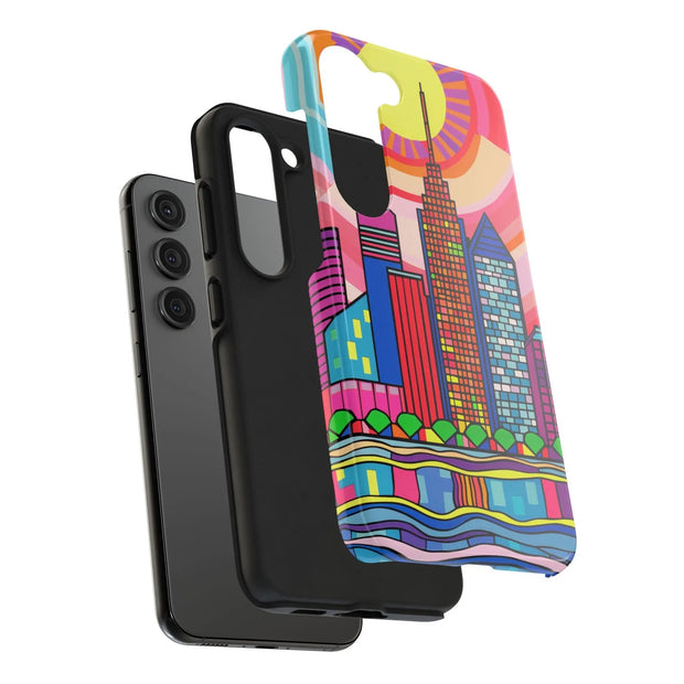 Tulsa Oklahoma Retro Pop Skyline Tough Phone Case LavenderCeleste