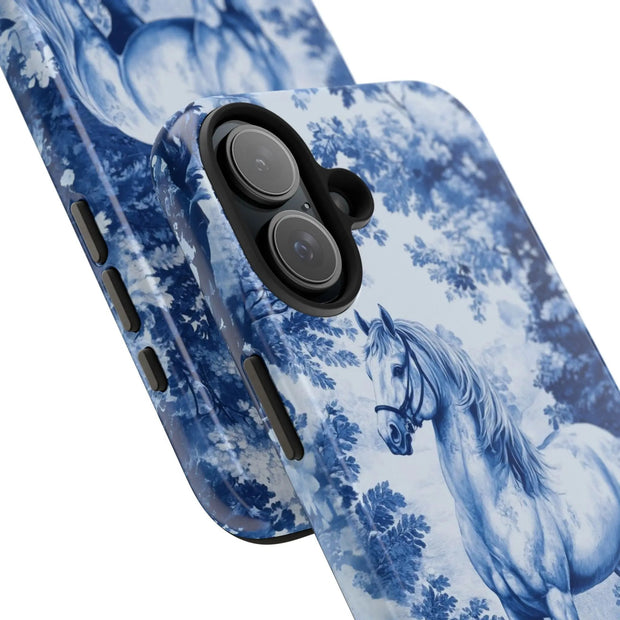 Blue Toile Horse Country Scenic Tough Phone Case LavenderCeleste