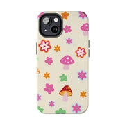 Retro Mushroom Flower Power Tough Phone Case LavenderCeleste