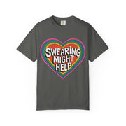 Swearing Might Help Retro Rainbow Comfort Colors Tee LavenderCeleste