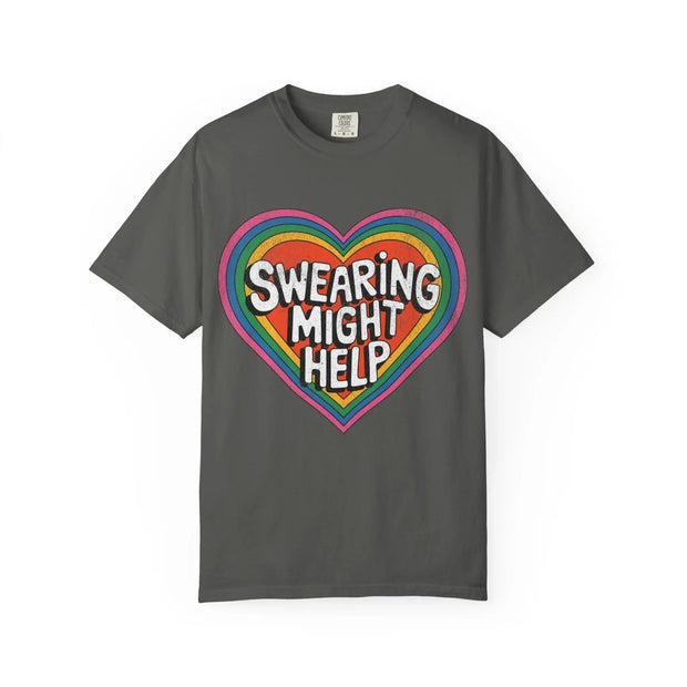 Swearing Might Help Retro Rainbow Comfort Colors Tee LavenderCeleste