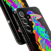 Psychedelic Neon UFO Abduction Tough Phone Case LavenderCeleste