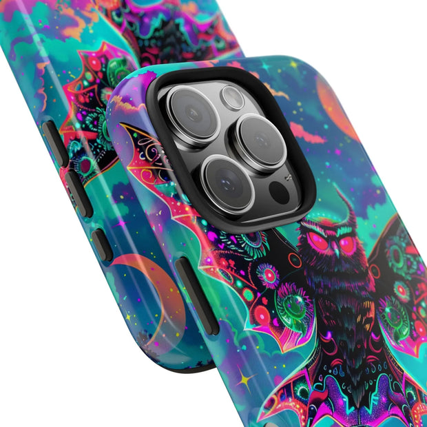 Mothman Tough Phone Case – Psychedelic Neon Cryptid Aesthetic - LavenderCeleste