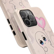 Sad Ghost with Heart Balloon Kawaii Tough Phone Case LavenderCeleste