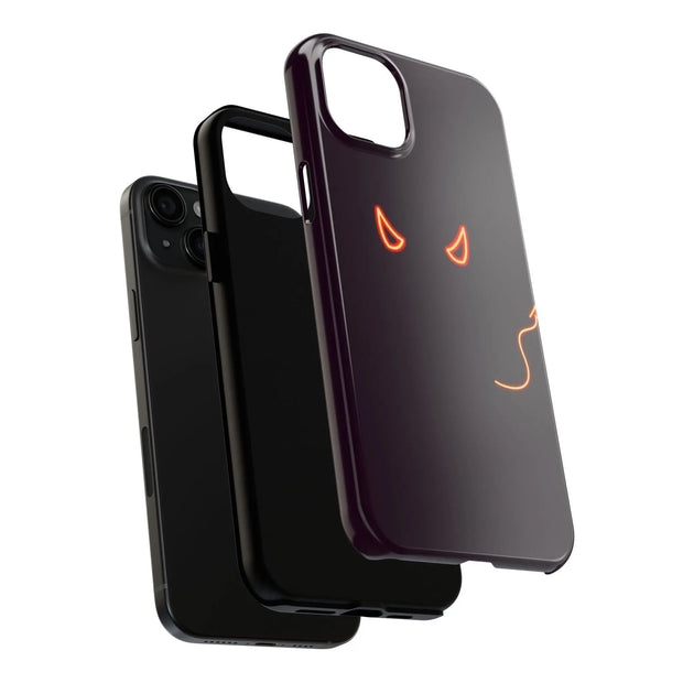 Neon Devil Eyes Tough Phone Case – Minimal Dark Glow Aesthetic Printify
