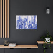 New York City Toile Art – Blue Scenic Skyline Matte Canvas Printify