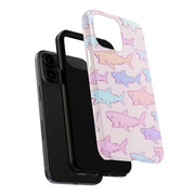 Pastel Shark Pattern Tough Phone Case LavenderCeleste