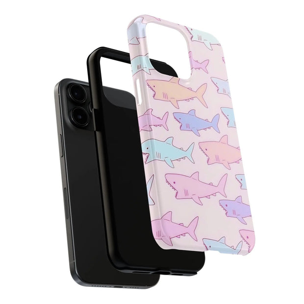 Pastel Shark Pattern Tough Phone Case LavenderCeleste