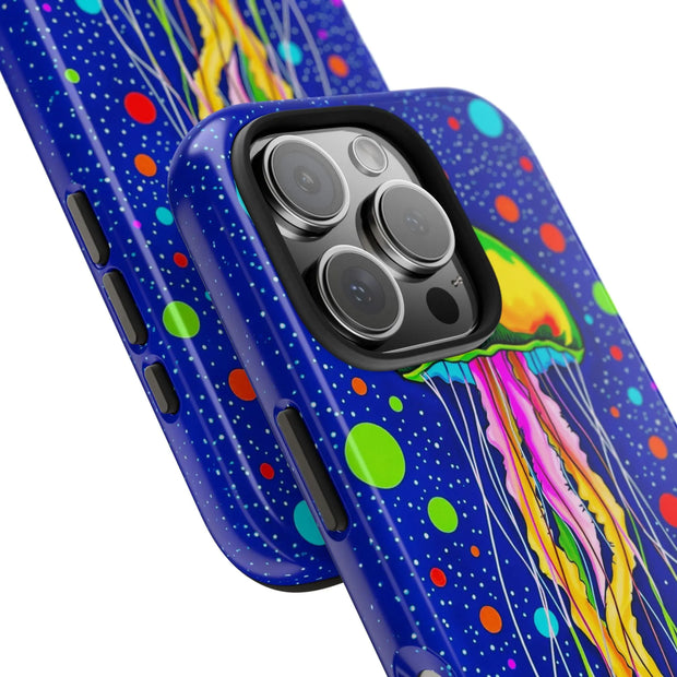 Vibrant Neon Jellyfish Cosmic Sea Tough Phone Case