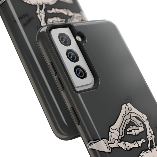 Skeleton Scratch Cat Gothic Humor Tough Phone Case LavenderCeleste