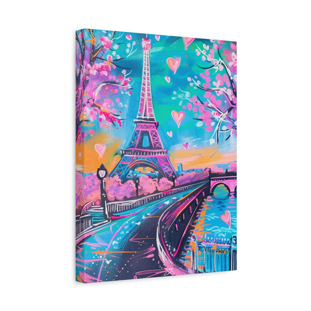 Pink Paris Eiffel Tower Dreamy Matte Canvas Art LavenderCeleste